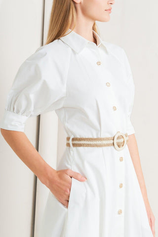 RELAXED TAILOR WOVEN MIDI DRESS - Glamourous Grace