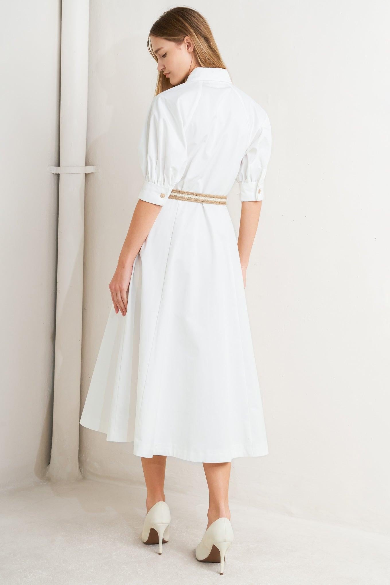 RELAXED TAILOR WOVEN MIDI DRESS - Glamourous Grace