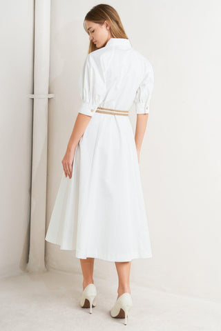 RELAXED TAILOR WOVEN MIDI DRESS - Glamourous Grace