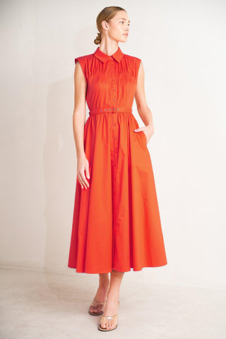 RUNWAY READY SCARLET WOVEN MIDI DRESS - Glamourous Grace