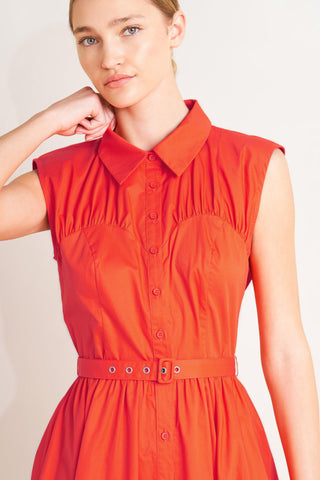 RUNWAY READY SCARLET WOVEN MIDI DRESS - Glamourous Grace