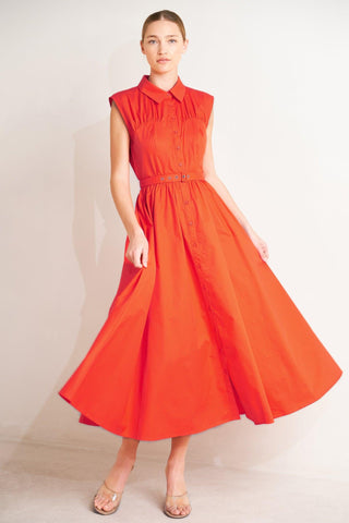 RUNWAY READY SCARLET WOVEN MIDI DRESS - Glamourous Grace