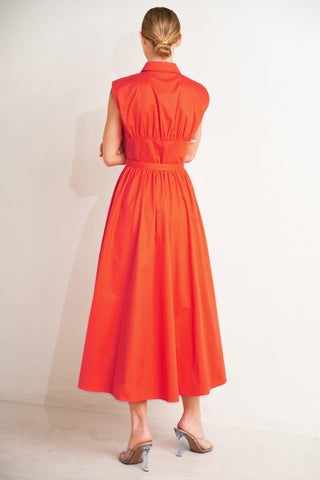 RUNWAY READY SCARLET WOVEN MIDI DRESS - Glamourous Grace