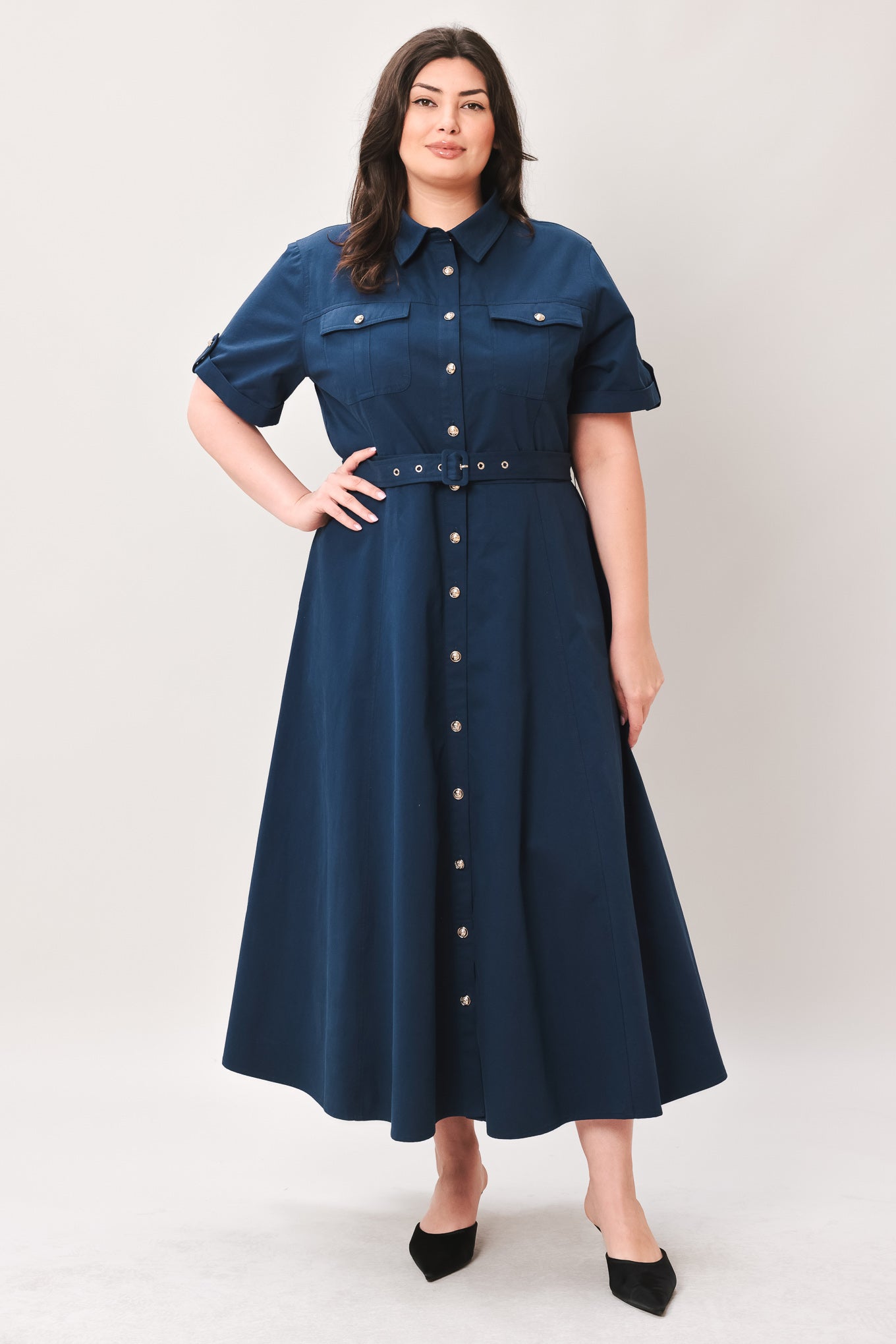CLASSIC AUTHORITY WOVEN MIDI DRESS - Glamourous Grace