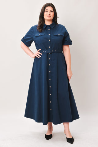 CLASSIC AUTHORITY WOVEN MIDI DRESS - Glamourous Grace