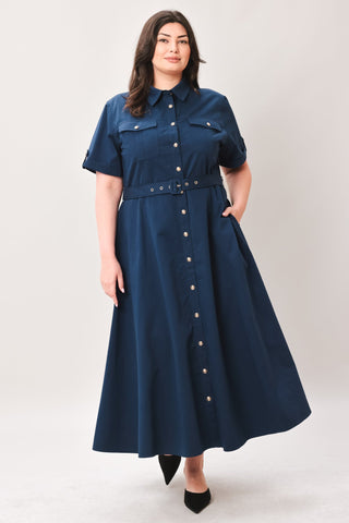 CLASSIC AUTHORITY WOVEN MIDI DRESS - Glamourous Grace