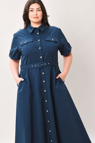 CLASSIC AUTHORITY WOVEN MIDI DRESS - Glamourous Grace