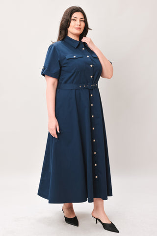 CLASSIC AUTHORITY WOVEN MIDI DRESS - Glamourous Grace