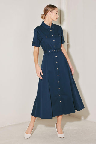 CLASSIC AUTHORITY WOVEN MIDI DRESS - Glamourous Grace