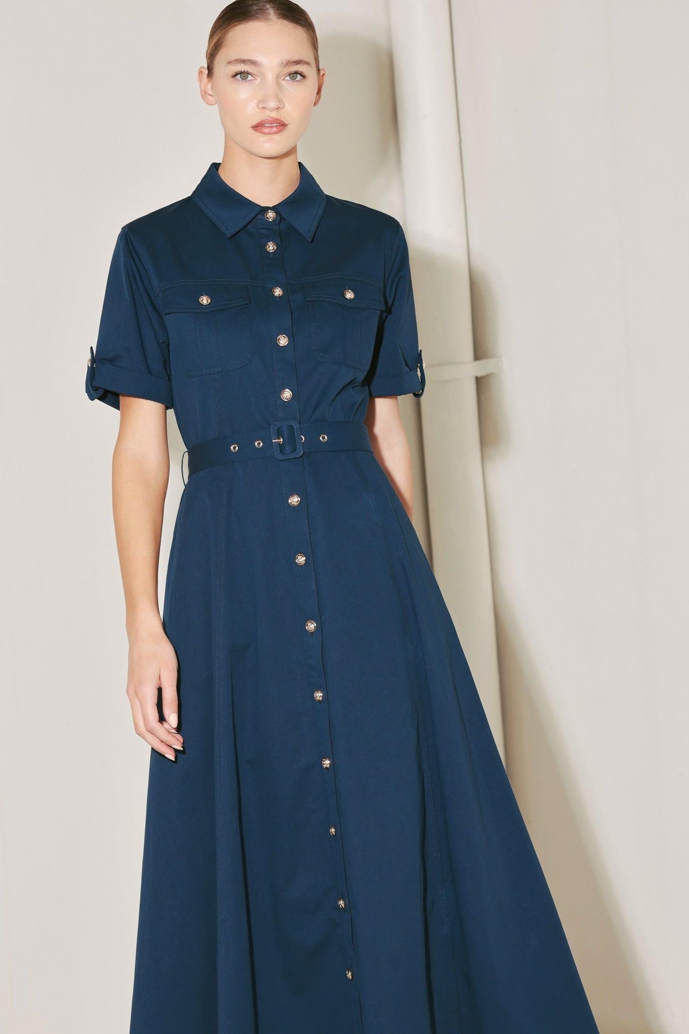 CLASSIC AUTHORITY WOVEN MIDI DRESS - Glamourous Grace