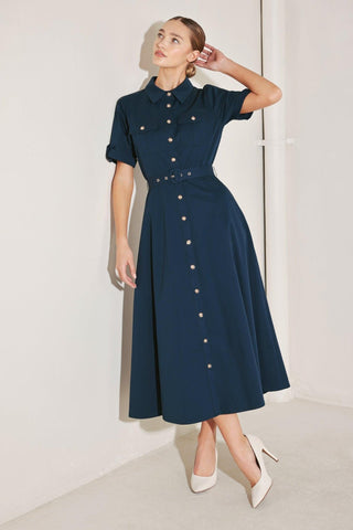 CLASSIC AUTHORITY WOVEN MIDI DRESS - Glamourous Grace