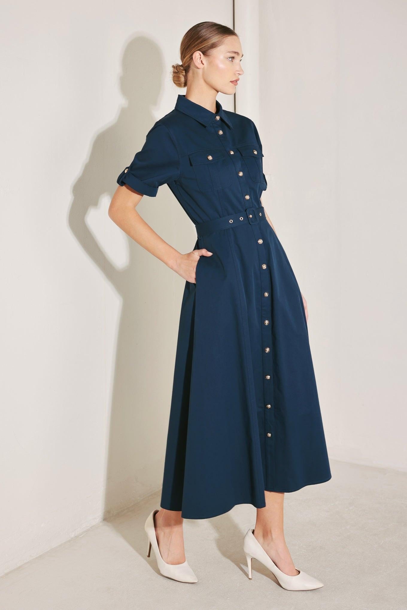 CLASSIC AUTHORITY WOVEN MIDI DRESS - Glamourous Grace