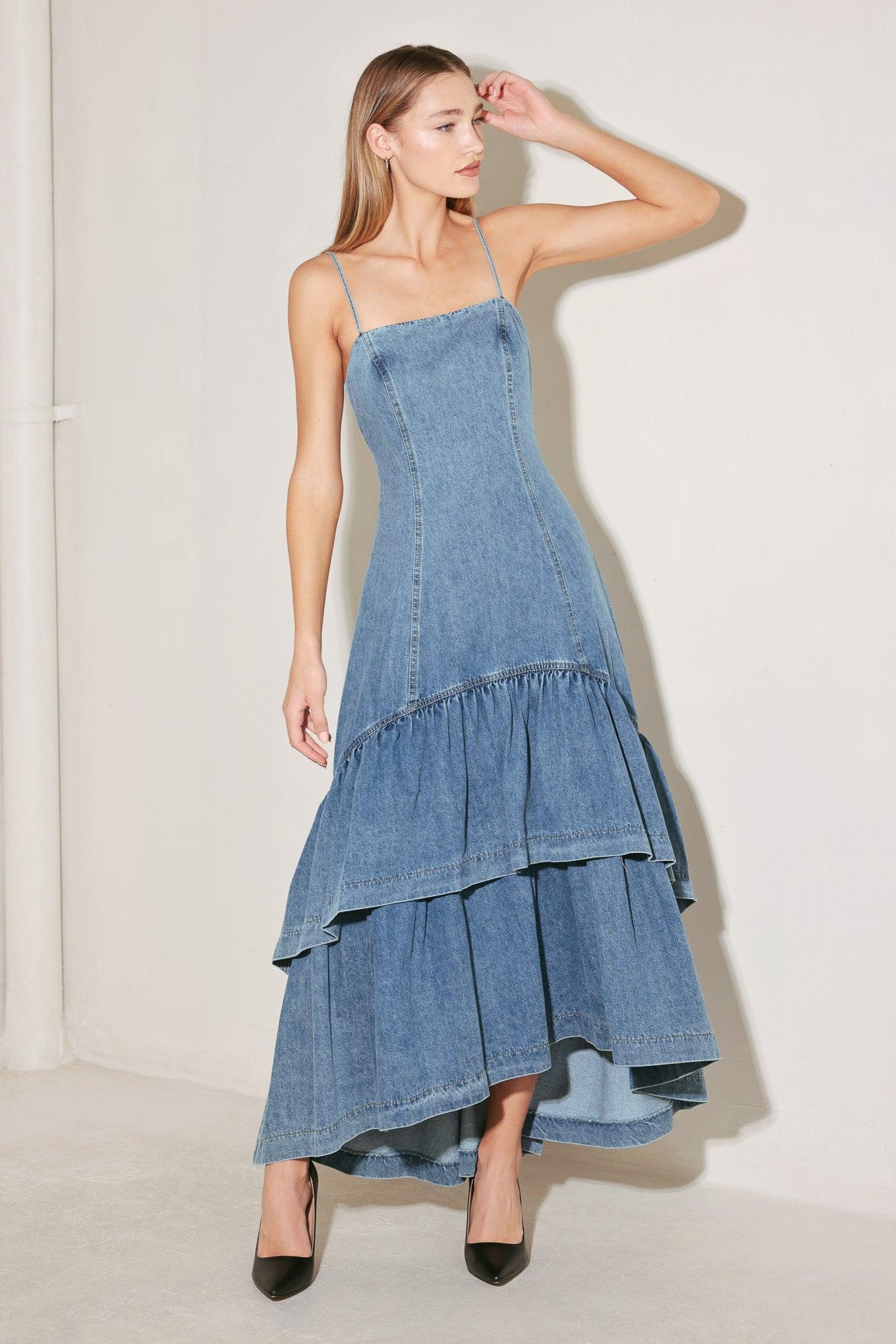 RUNWAY REBEL DENIM MIDI DRESS - Glamourous Grace