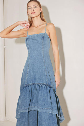 RUNWAY REBEL DENIM MIDI DRESS - Glamourous Grace