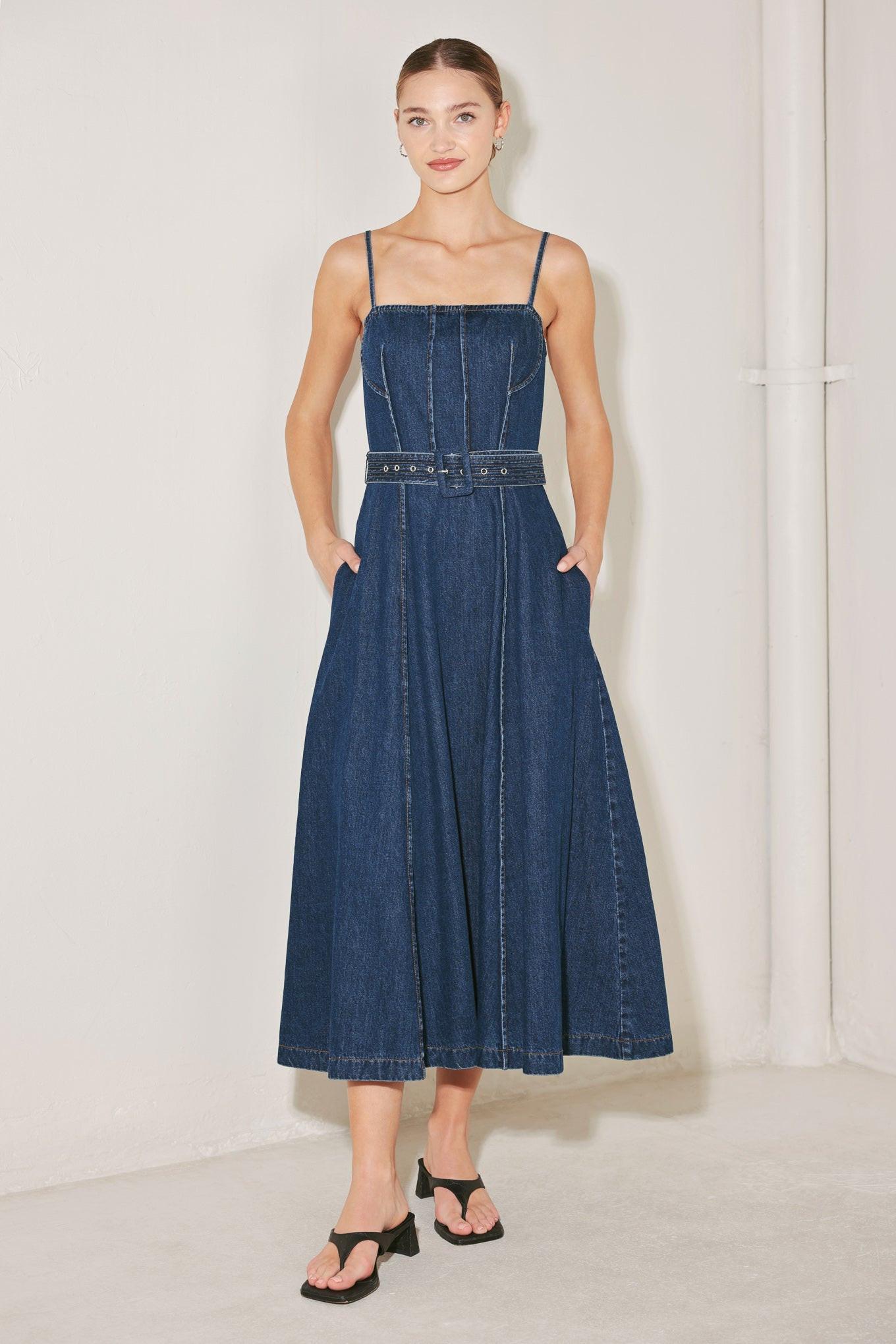 UNDERSTATED ICON DENIM MIDI DRESS - Glamourous Grace