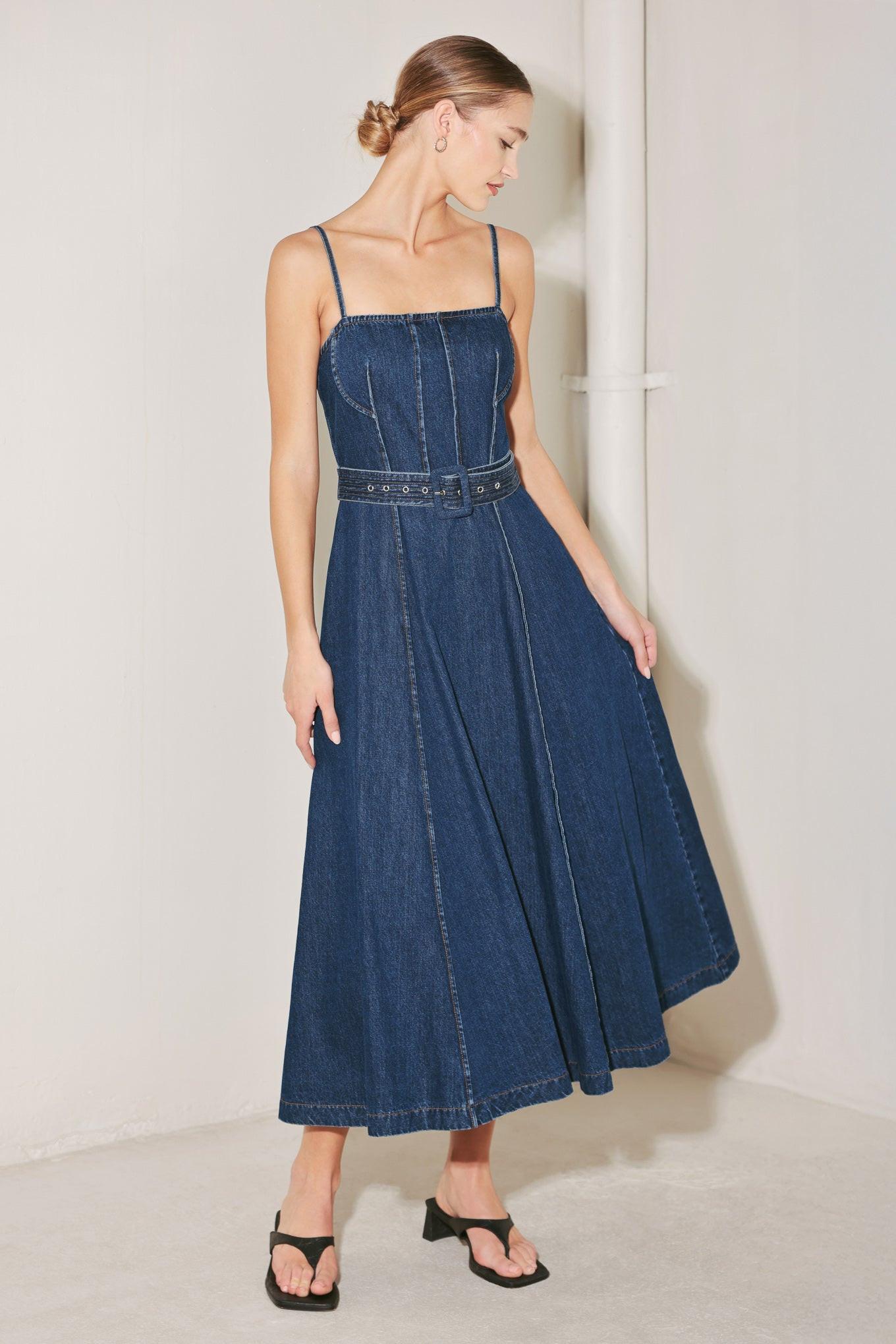 UNDERSTATED ICON DENIM MIDI DRESS - Glamourous Grace