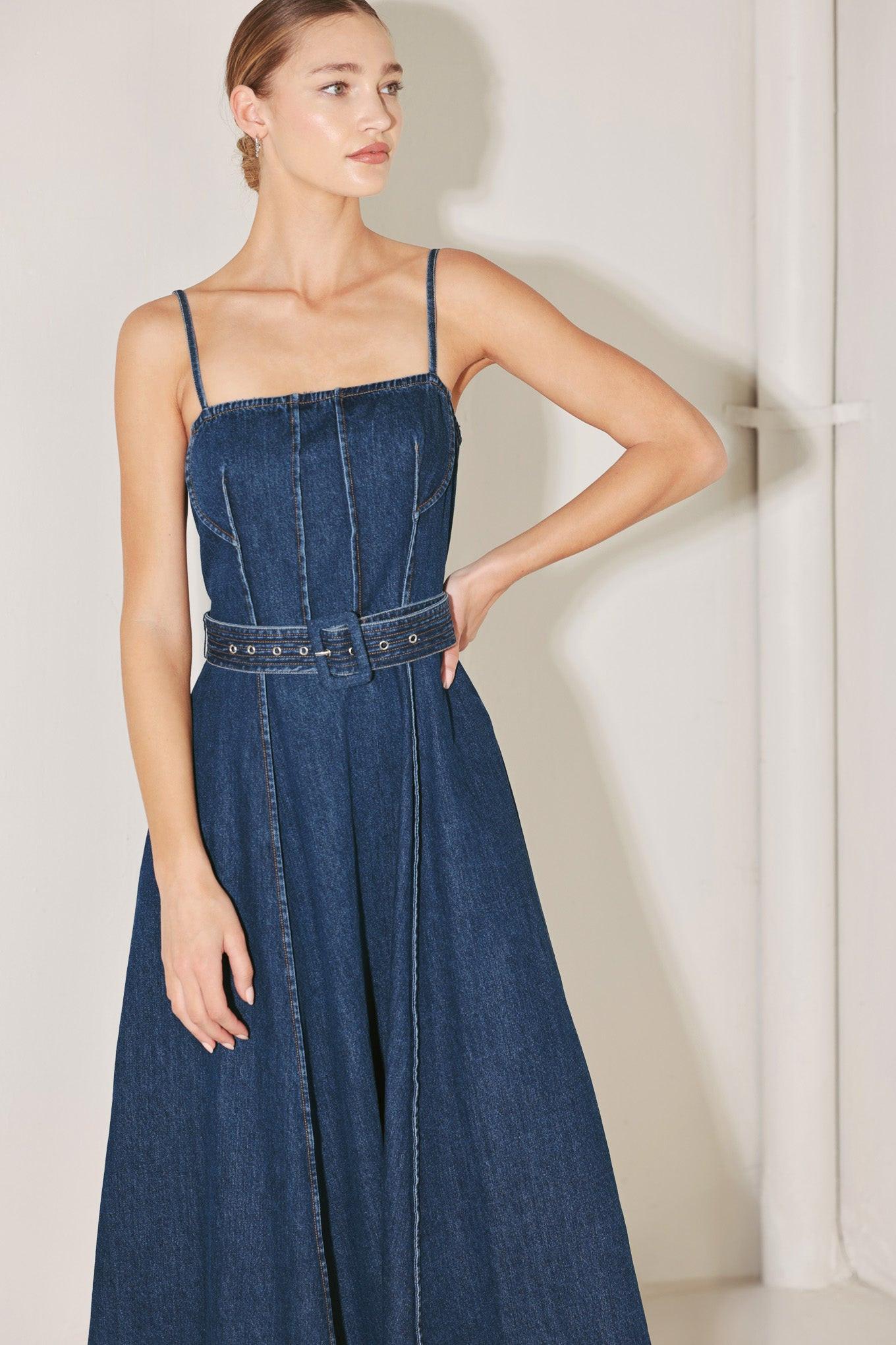 UNDERSTATED ICON DENIM MIDI DRESS - Glamourous Grace