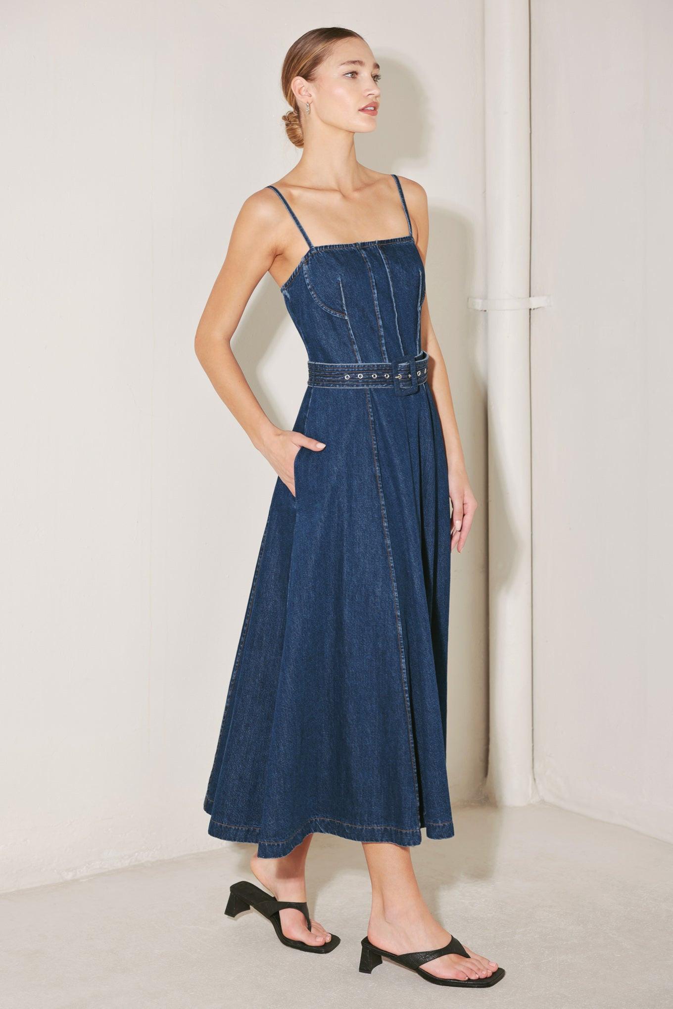 UNDERSTATED ICON DENIM MIDI DRESS - Glamourous Grace