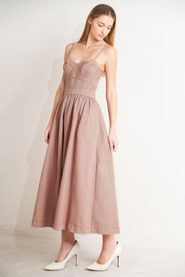 UNDERSTATED GLAM WOVEN TWILL MIDI DRESS - Glamourous Grace