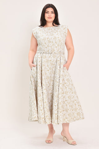 STATEMENT IN IVORY WOVEN MIDI DRESS - Glamourous Grace