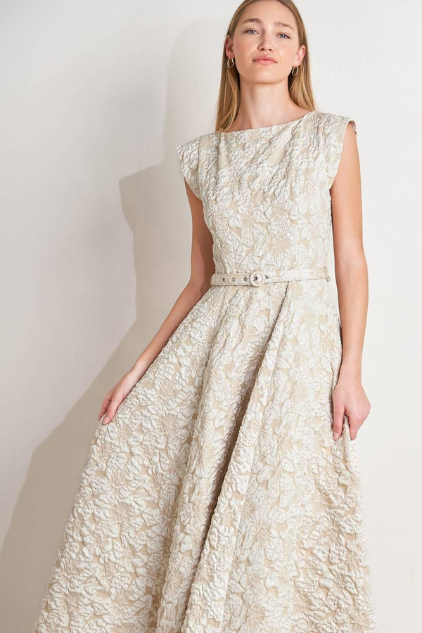 STATEMENT IN IVORY WOVEN MIDI DRESS - Glamourous Grace
