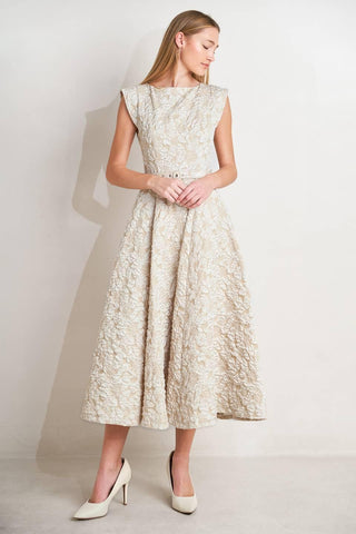 STATEMENT IN IVORY WOVEN MIDI DRESS - Glamourous Grace