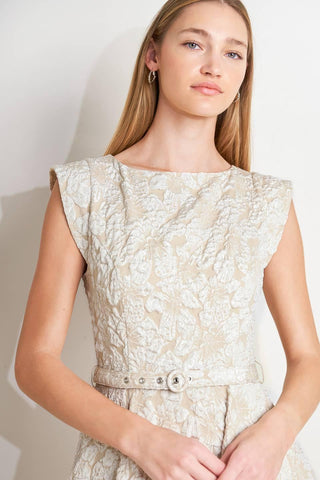 STATEMENT IN IVORY WOVEN MIDI DRESS - Glamourous Grace