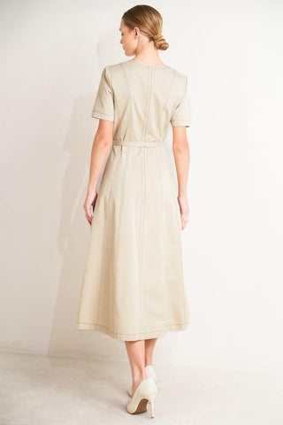 COMMAND THE ROOM WOVEN MIDI DRESS - Glamourous Grace