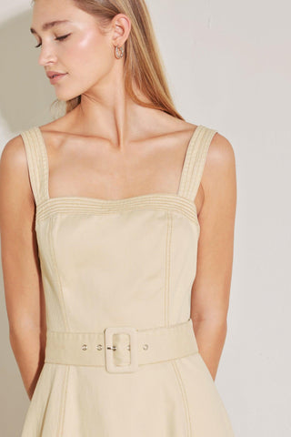 ELEVATED NEUTRAL WOVEN MIDI DRESS - Glamourous Grace