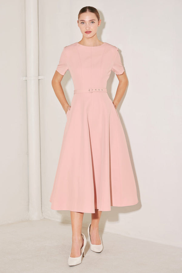 SPRING ICON PINK WOVEN MIDI DRESS - Glamourous Grace