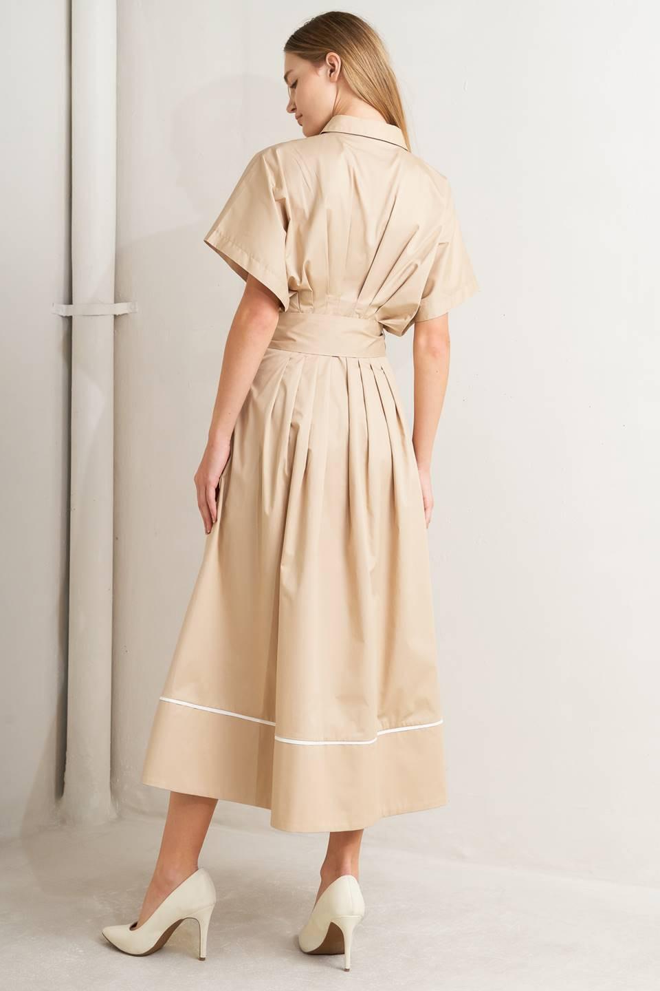 CATCH YOU LATER KHAKI WOVEN MIDI DRESS - Glamourous Grace LLC