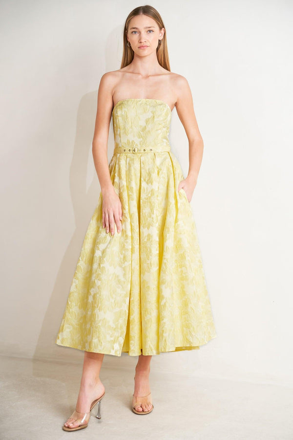 BUTTERCUP BLOOM WOVEN MIDI DRESS - Glamourous Grace