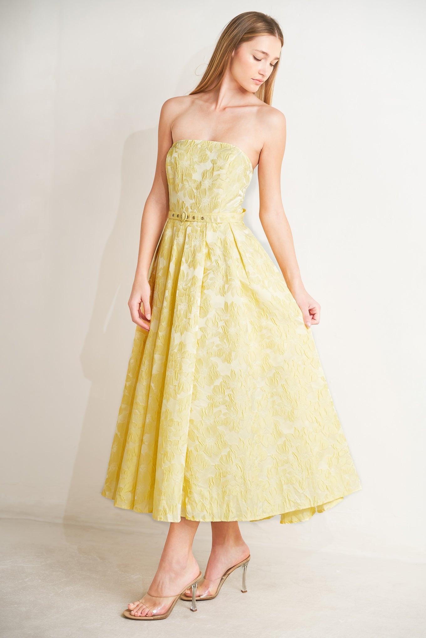 BUTTERCUP BLOOM WOVEN MIDI DRESS - Glamourous Grace