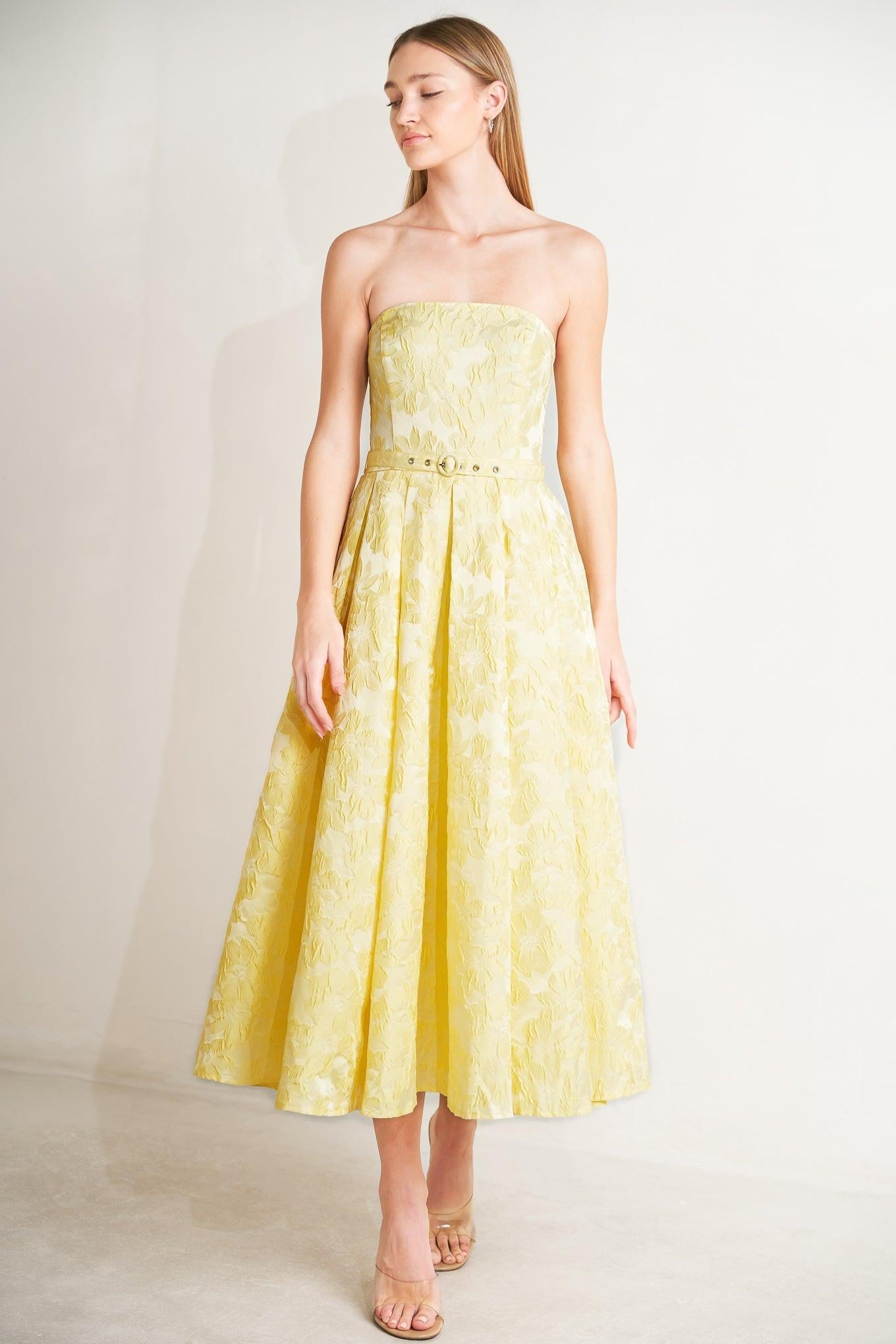 BUTTERCUP BLOOM WOVEN MIDI DRESS - Glamourous Grace