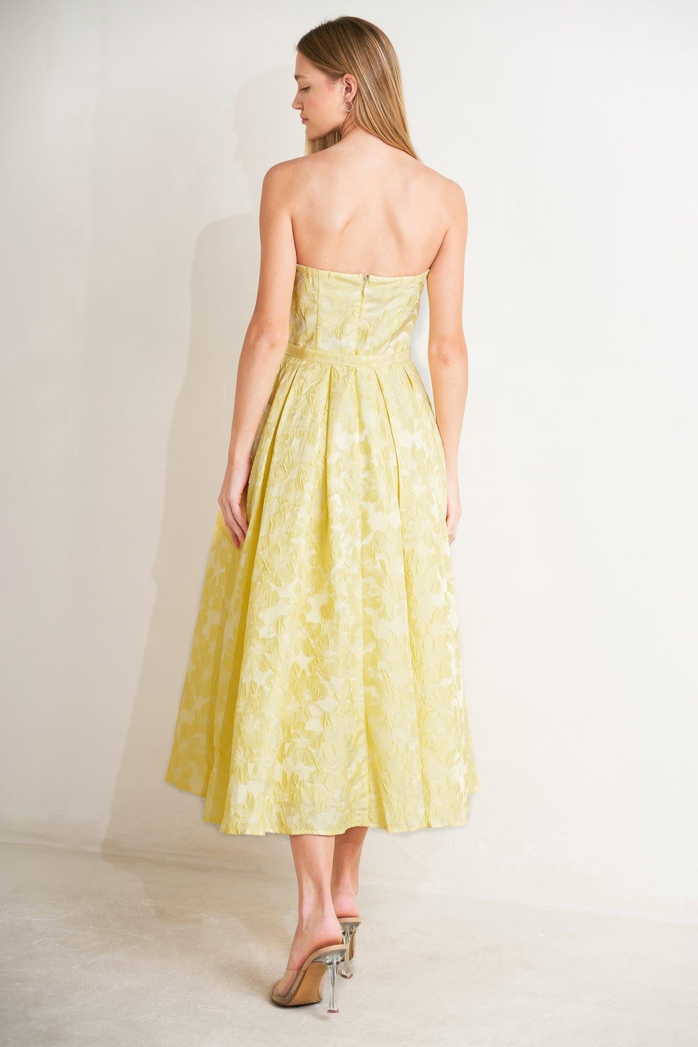 BUTTERCUP BLOOM WOVEN MIDI DRESS - Glamourous Grace