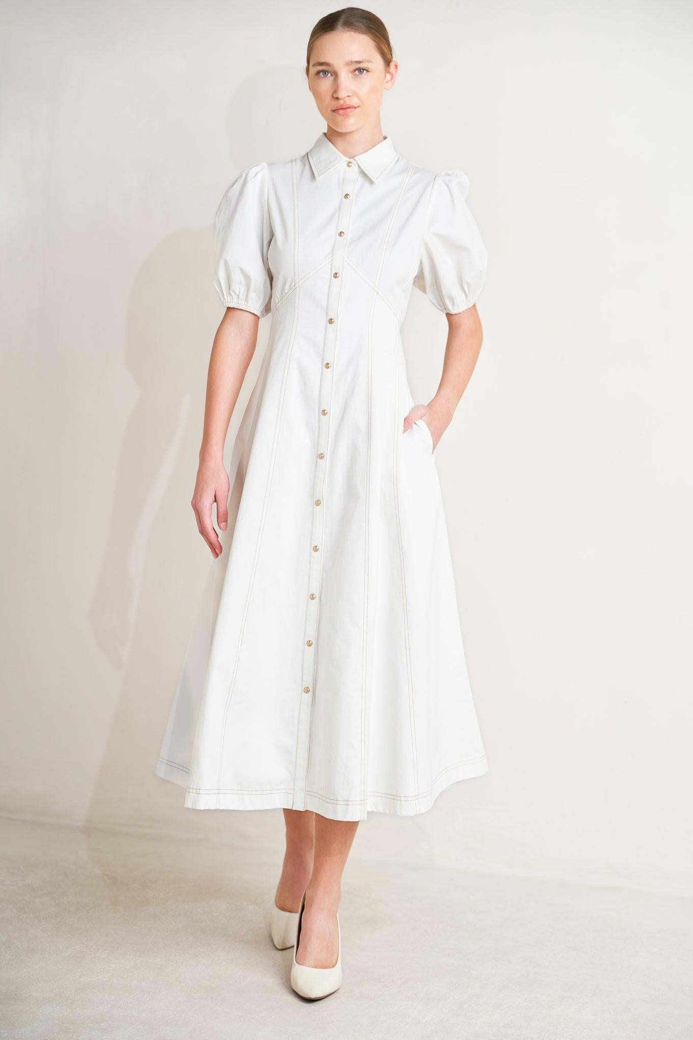 SWEET SOPHISTICATION WOVEN MIDI DRESS - Glamourous Grace