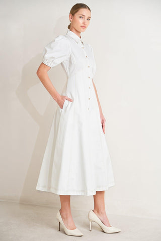 SWEET SOPHISTICATION WOVEN MIDI DRESS - Glamourous Grace