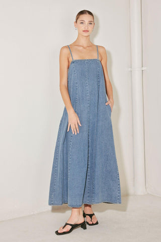 INDIGO WEEKEND THEORY DENIM MIDI DRESS - Glamourous Grace