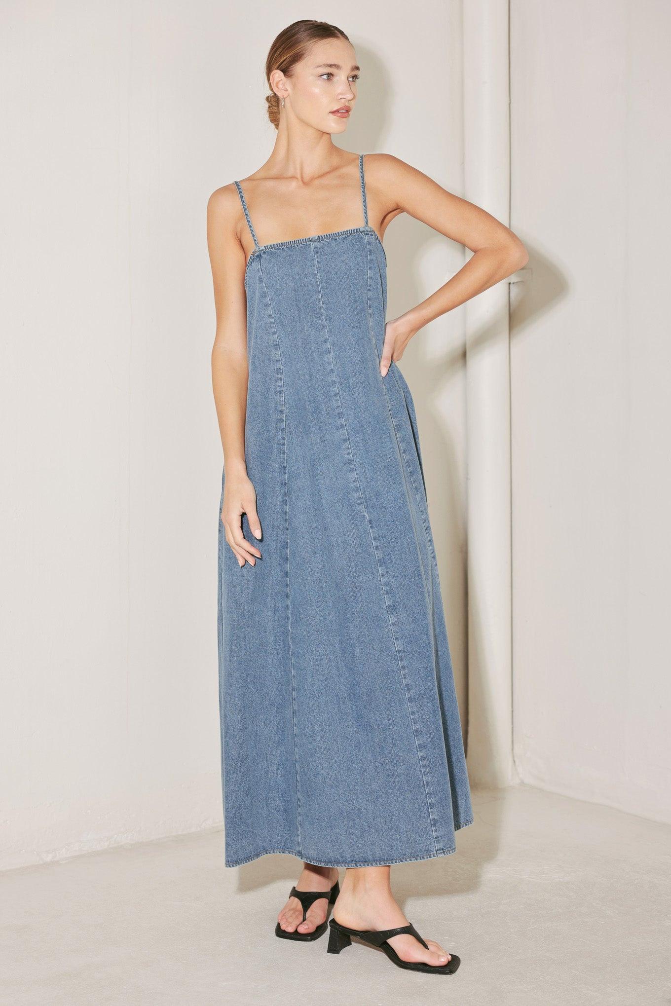 INDIGO WEEKEND THEORY DENIM MIDI DRESS - Glamourous Grace