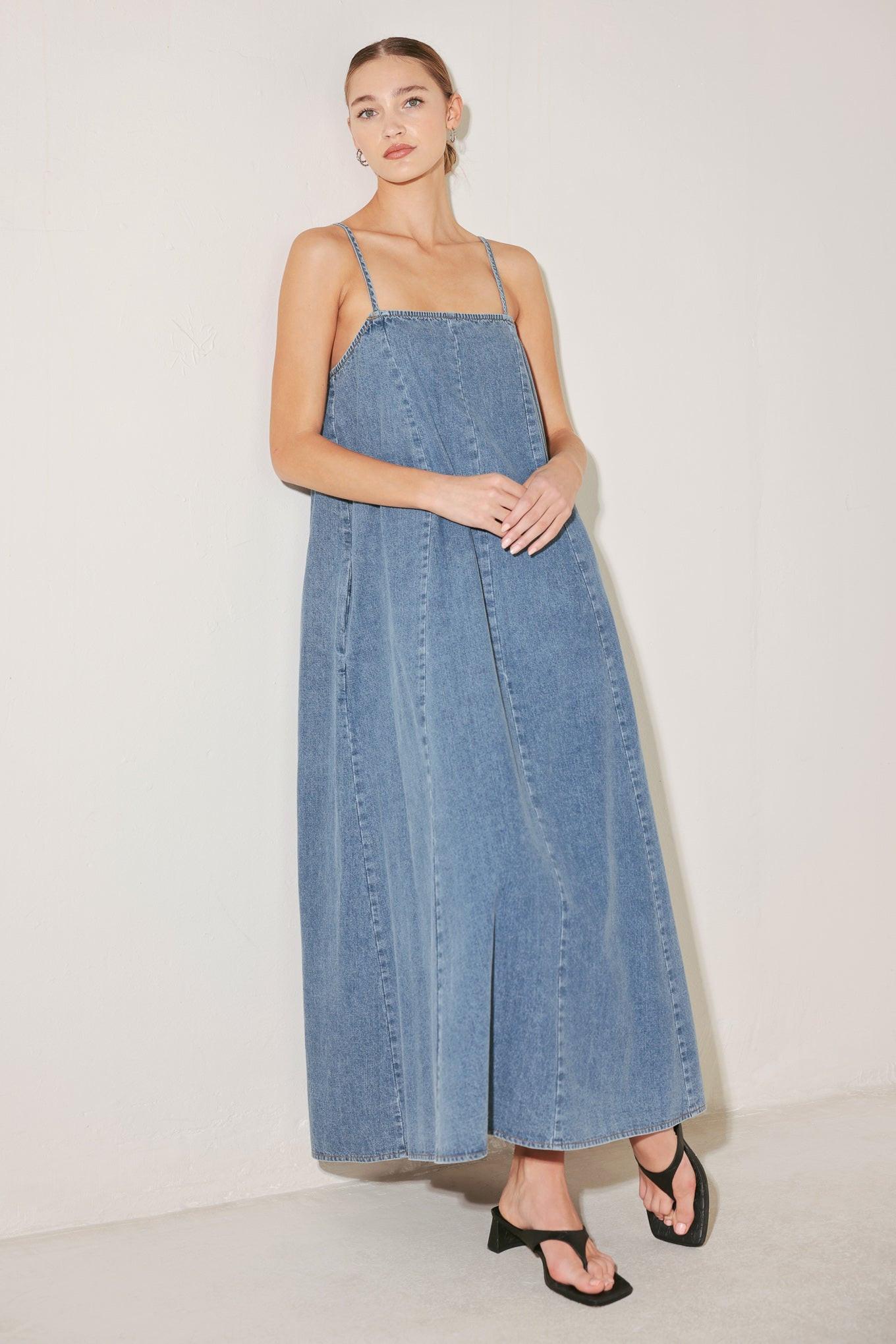 INDIGO WEEKEND THEORY DENIM MIDI DRESS - Glamourous Grace