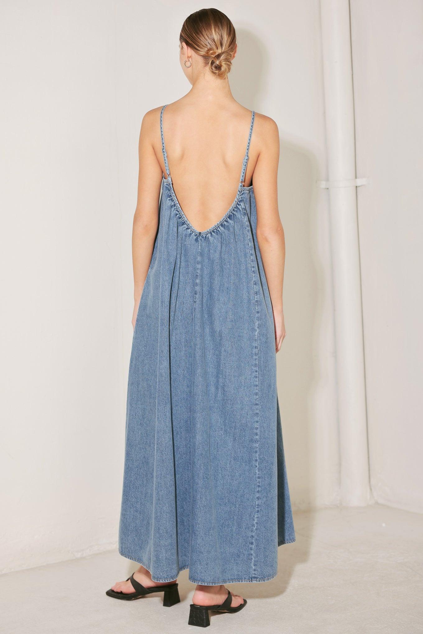 INDIGO WEEKEND THEORY DENIM MIDI DRESS - Glamourous Grace