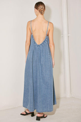 INDIGO WEEKEND THEORY DENIM MIDI DRESS - Glamourous Grace