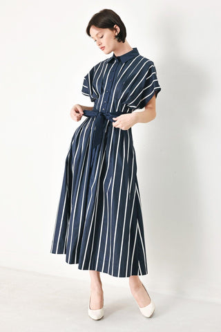 PINSTRIPE STORY WOVEN MIDI DRESS - Glamourous Grace