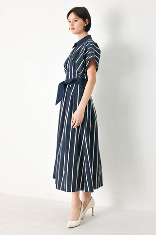 PINSTRIPE STORY WOVEN MIDI DRESS - Glamourous Grace
