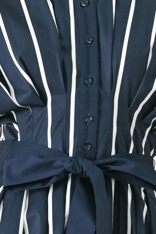 PINSTRIPE STORY WOVEN MIDI DRESS - Glamourous Grace