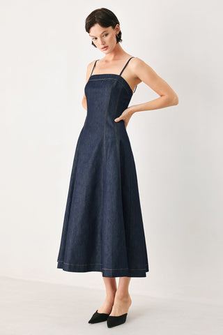 THE COASTAL DENIM WOVEN MIDI DRESS - Glamourous Grace