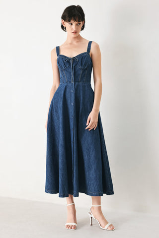 BLUE CRUSH DENIM MIDI DRESS - Glamourous Grace