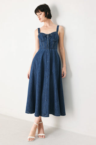 BLUE CRUSH DENIM MIDI DRESS - Glamourous Grace