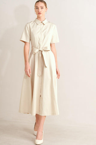 SANDSTONE GRACE WOVEN MIDI SHIRT DRESS - Glamourous Grace