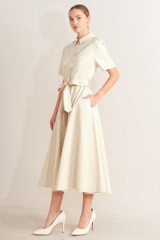 SANDSTONE GRACE WOVEN MIDI SHIRT DRESS - Glamourous Grace